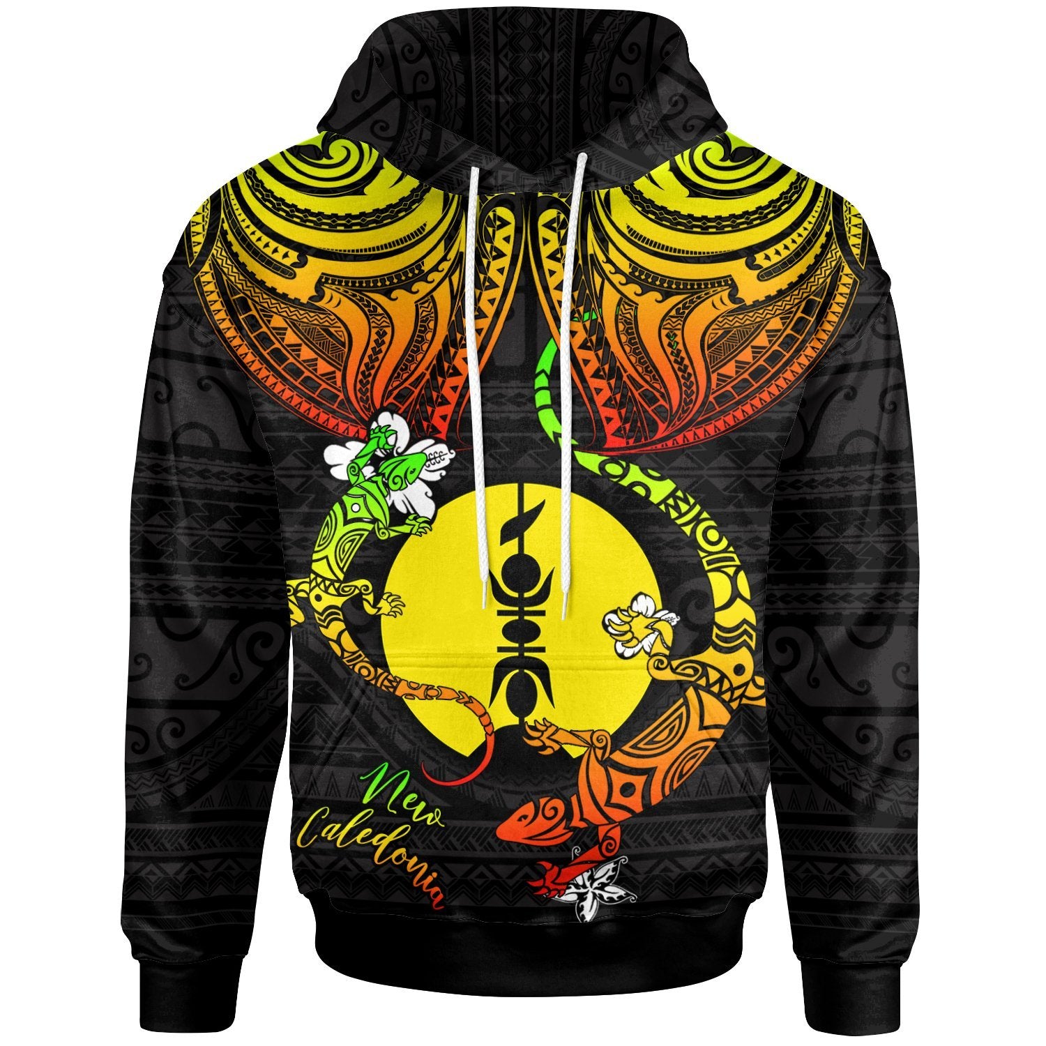 New Caledonia Hoodie Lizard Good Chest Unisex Reggae - Polynesian Pride