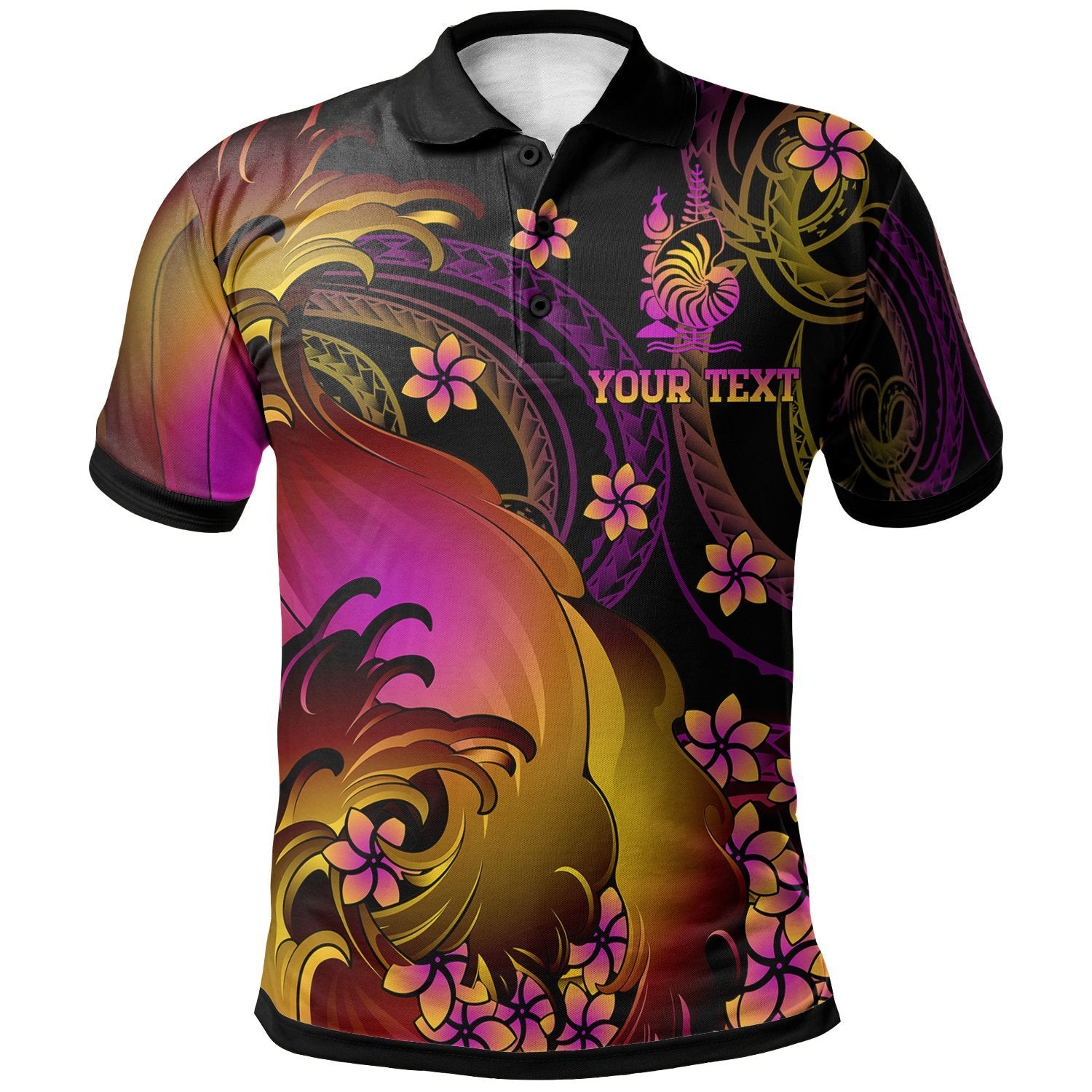 New Caledonia Custom Polo Shirt Kanaky in wave Unisex Black - Polynesian Pride