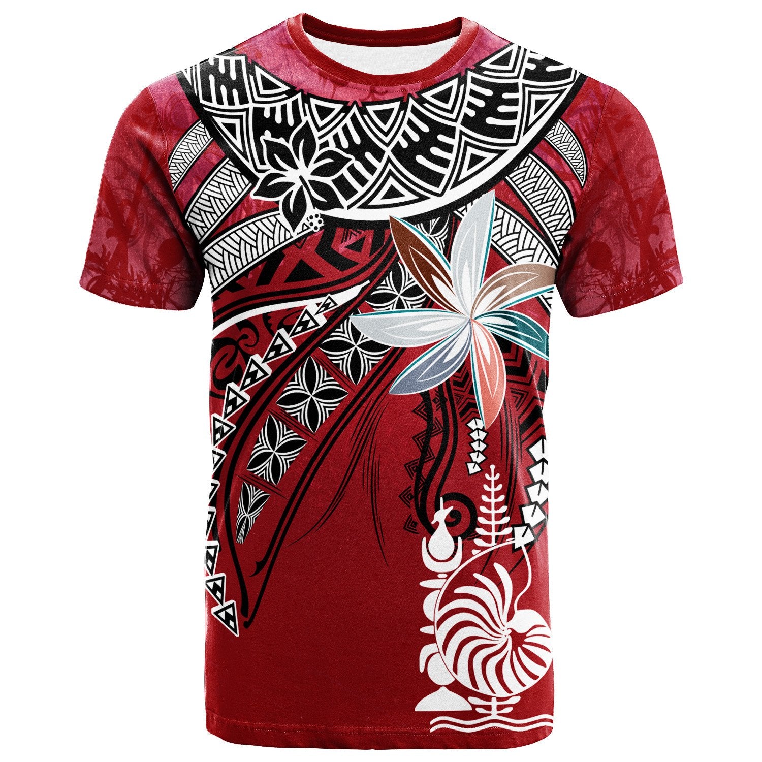 New Caledonia T Shirt Fanciful Forest Red Color Unisex Red - Polynesian Pride