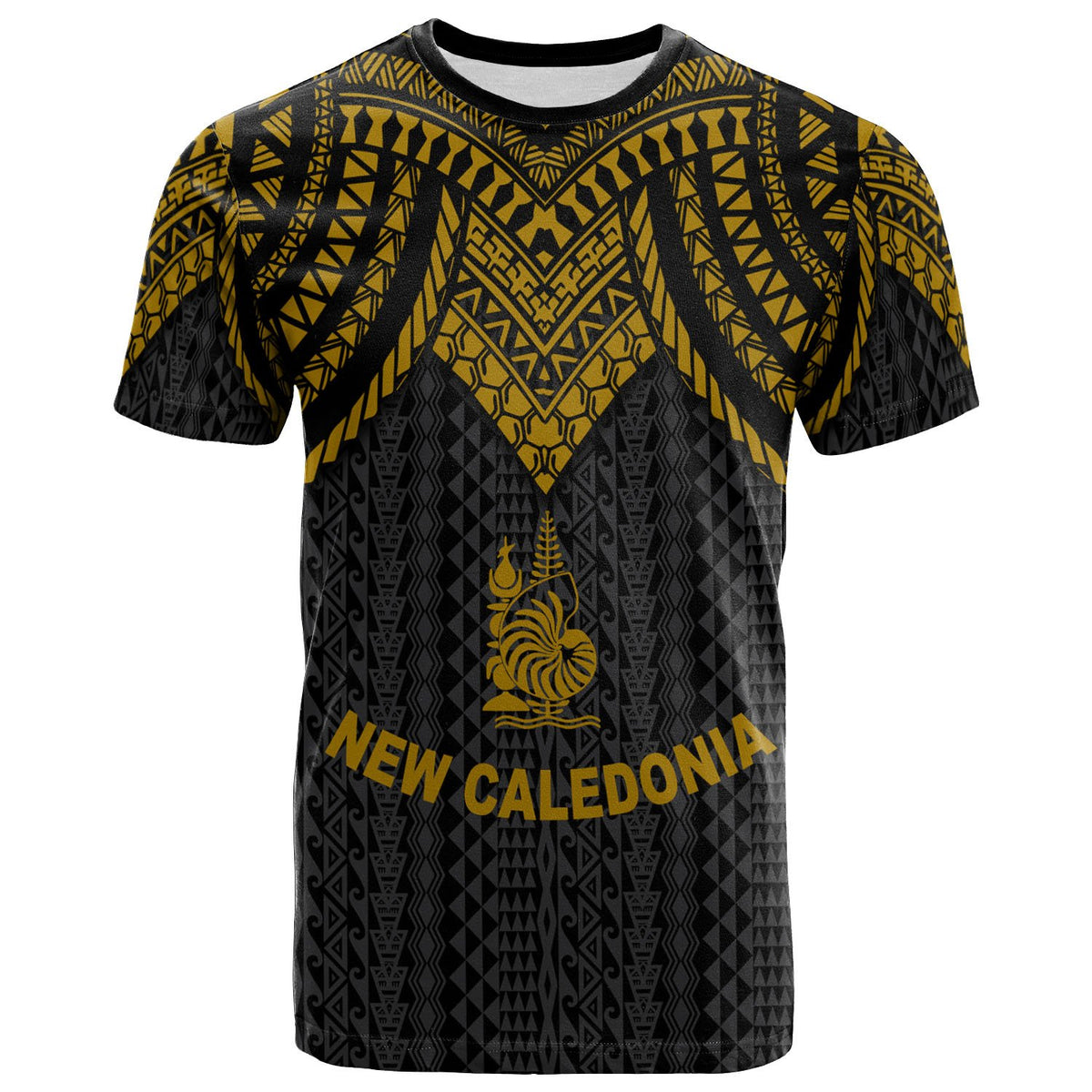 New Caledonia T Shirt Polynesian Armor Style Gold Unisex Art - Polynesian Pride