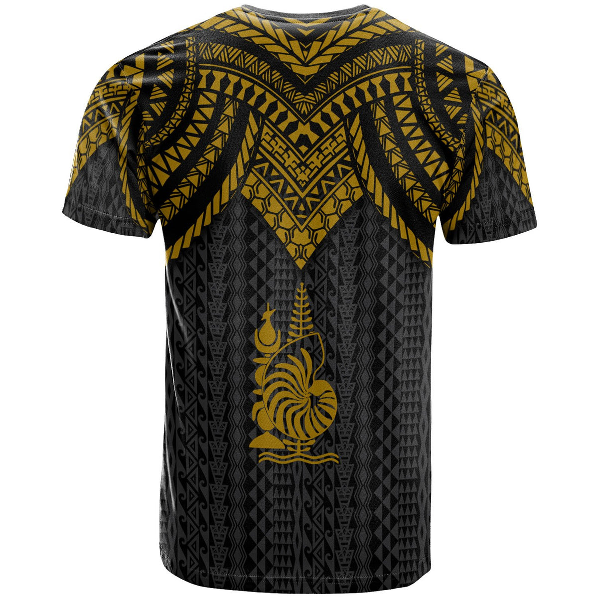 New Caledonia T Shirt Polynesian Armor Style Gold - Polynesian Pride