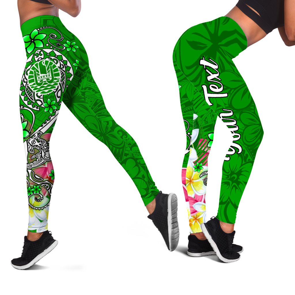 Tahiti Custom Personalised Legging - Turtle Plumeria (Green) Green - Polynesian Pride