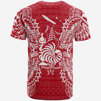 New Caledonia All T Shirt New Caledonia Coat Of Arms Map Polynesian Tattoo Red White - Polynesian Pride