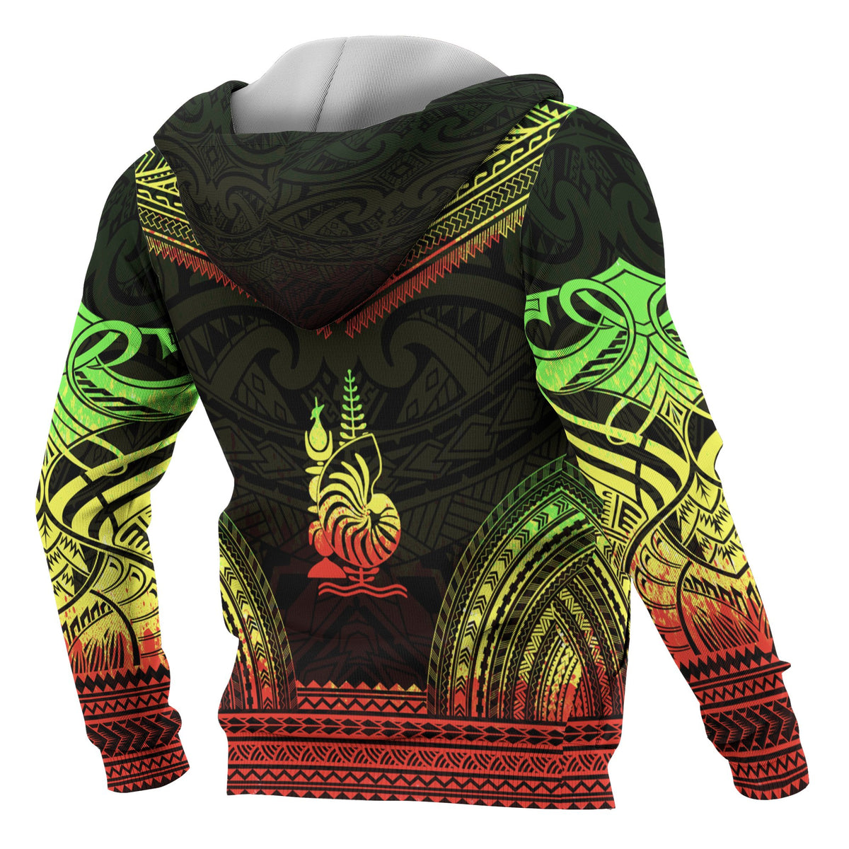 New Caledonia Polynesian Chief Custom Zip up Hoodie Reggae Version - Polynesian Pride