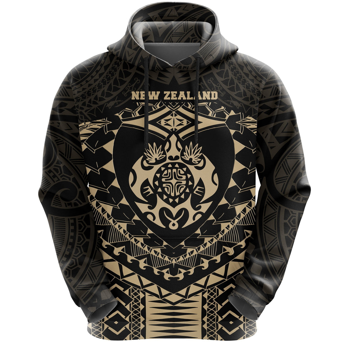 Maori Tattoo New Zealand Hoodie Turtle Tattoo Unisex Black - Polynesian Pride
