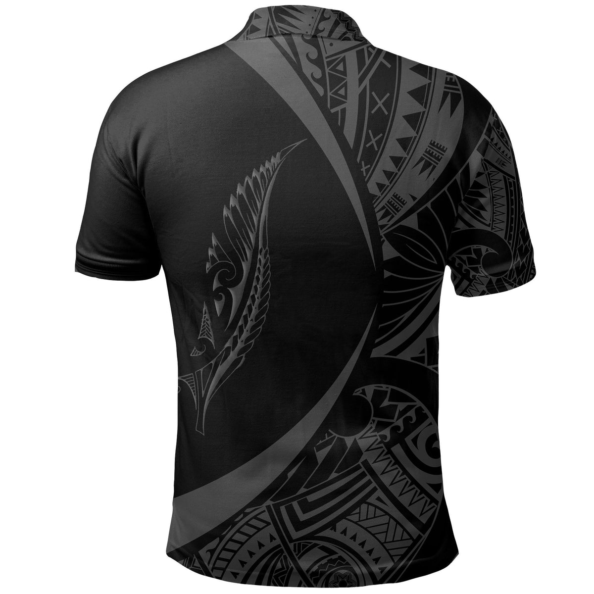New Zealand Silver Fern Polo Shirt Maori Tattoo Circle Style - Polynesian Pride
