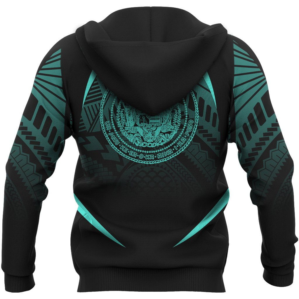 Hawaii Polynesian Zipper Hoodie Turquoise The Face Style - Polynesian Pride