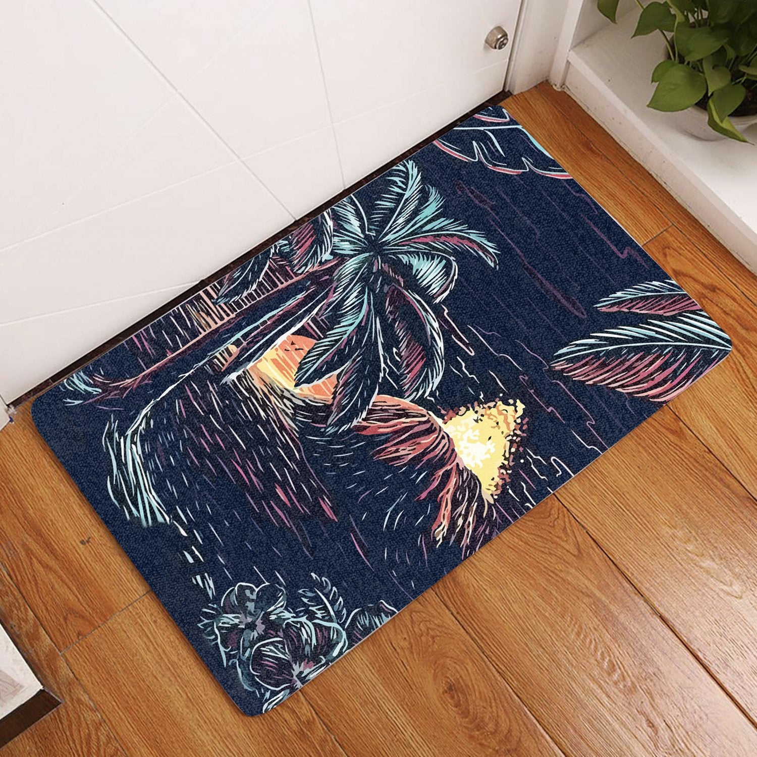 Night On The Land Door Mat AH Door Mat Black - Polynesian Pride