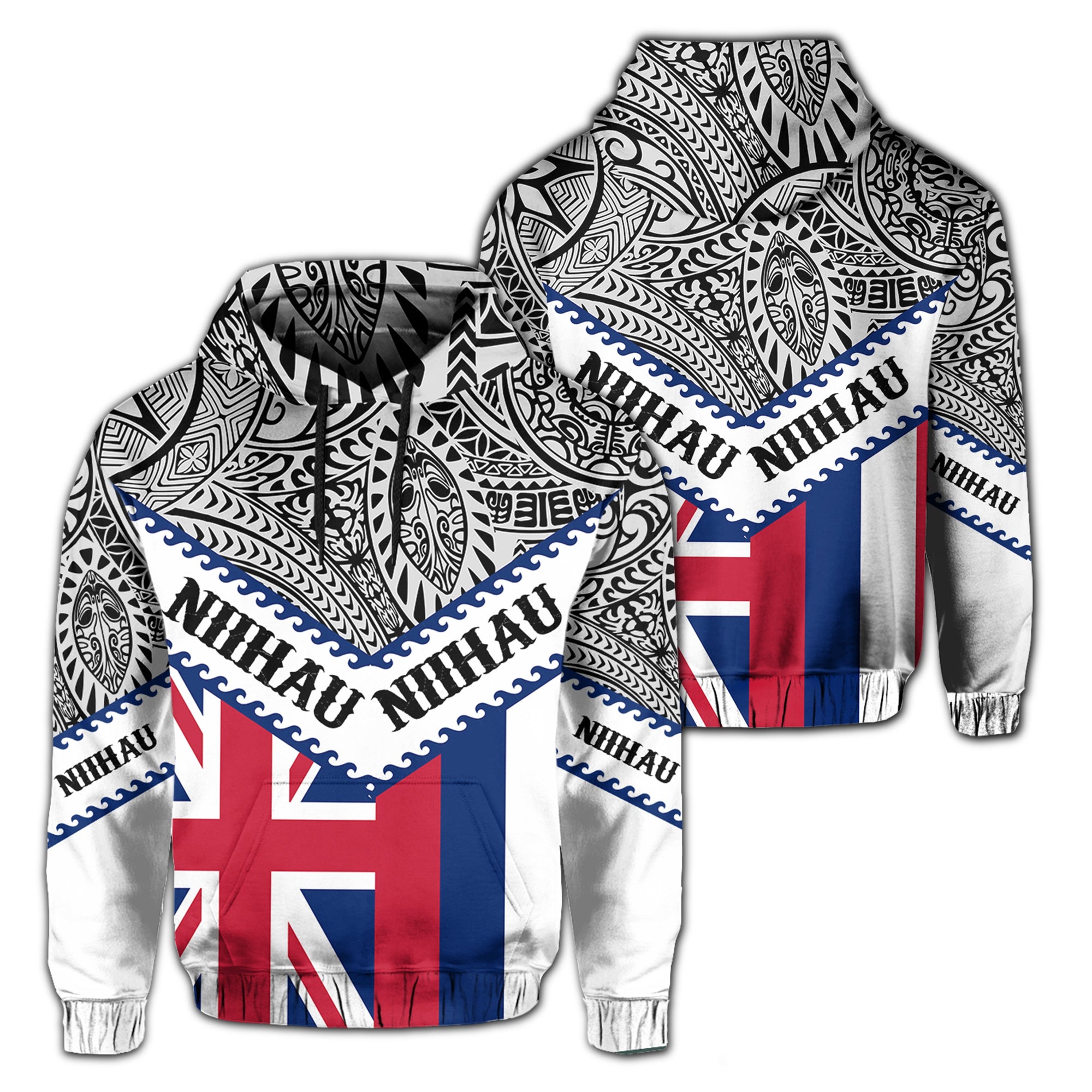 Hawaii Flag Niihau Hoodie Mit Style Unisex White - Polynesian Pride