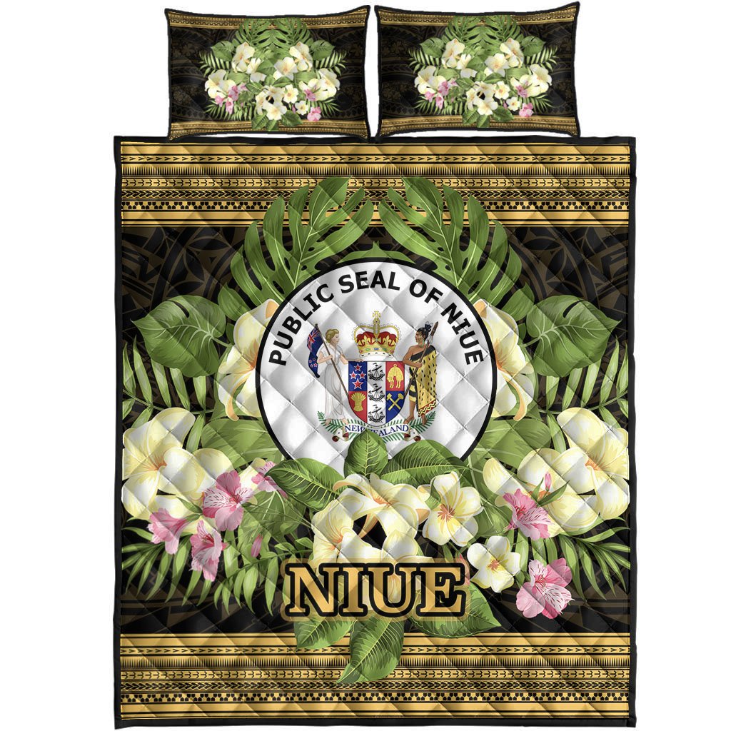Niue Quilt Bed Set - Polynesian Gold Patterns Collection - Polynesian Pride