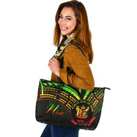 Niue Leather Tote - Reggae Color Cross Style Black - Polynesian Pride