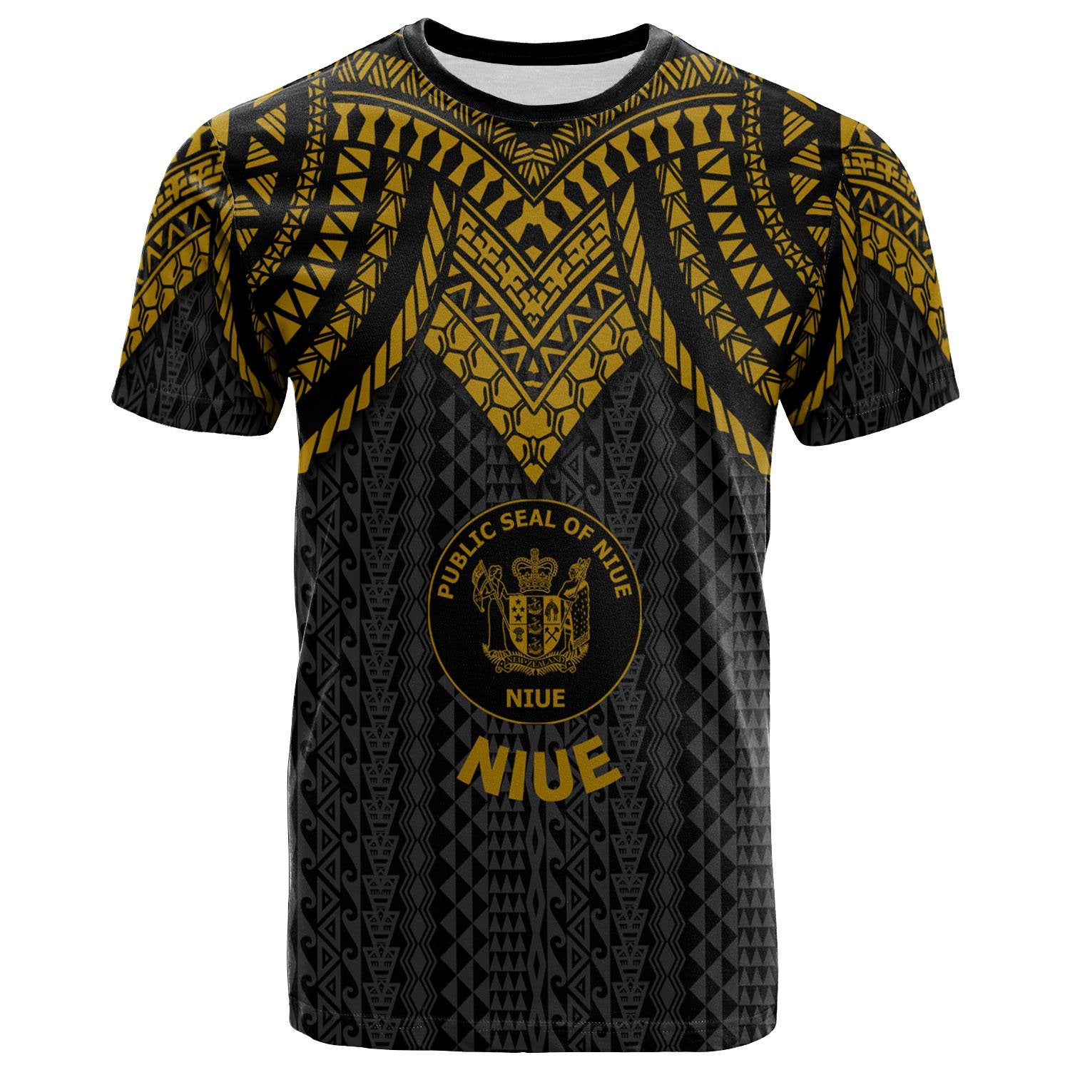 Niue T Shirt Polynesian Armor Style Gold Unisex Art - Polynesian Pride