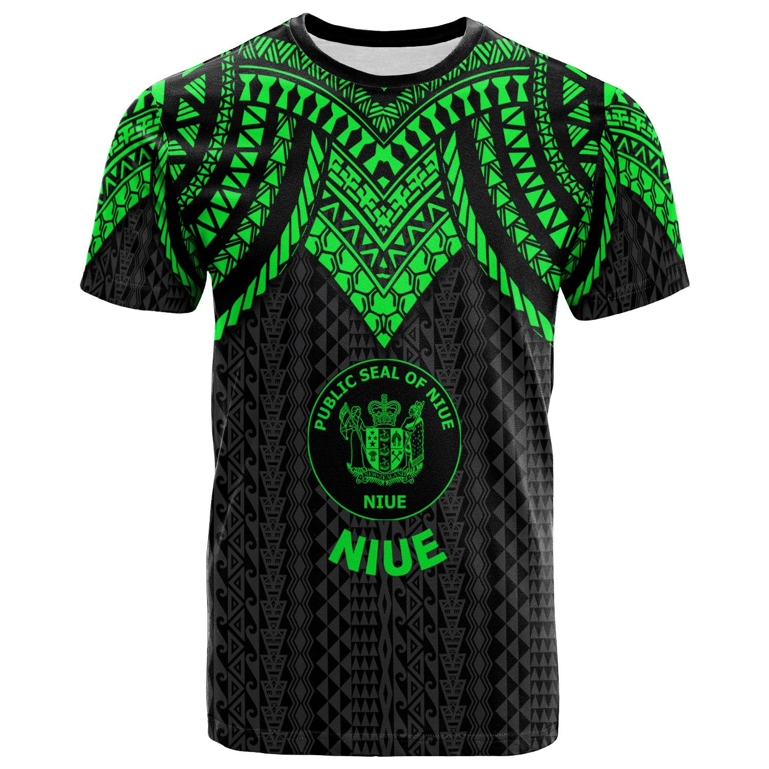 Niue T Shirt Polynesian Armor Style Green Unisex Art - Polynesian Pride