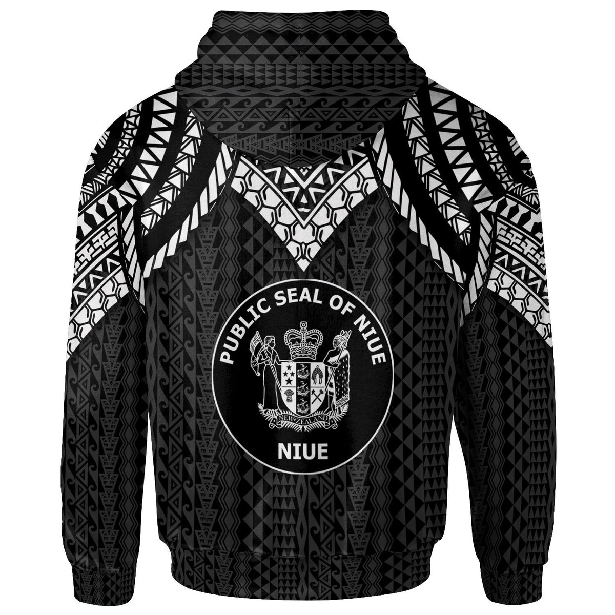 Niue Zip up Hoodie Polynesian Armor Style Black - Polynesian Pride