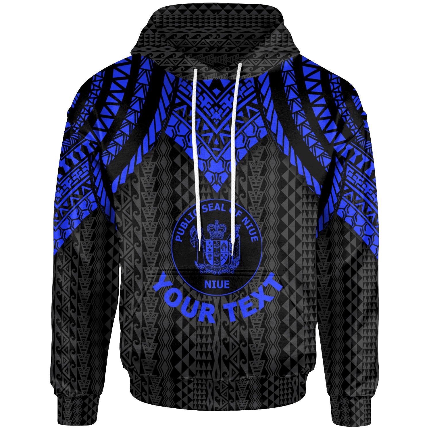 Niue Custom Hoodie Polynesian Armor Style Blue Unisex Blue - Polynesian Pride