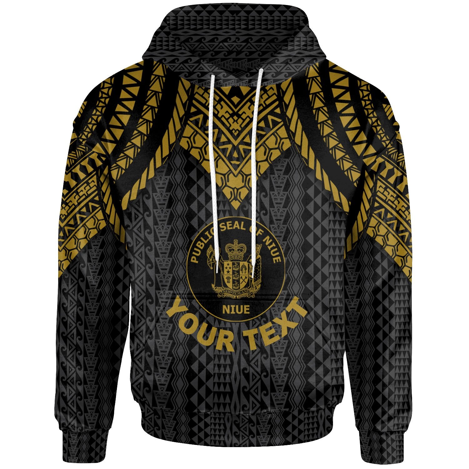 Niue Custom Hoodie Polynesian Armor Style Gold Unisex Gold - Polynesian Pride