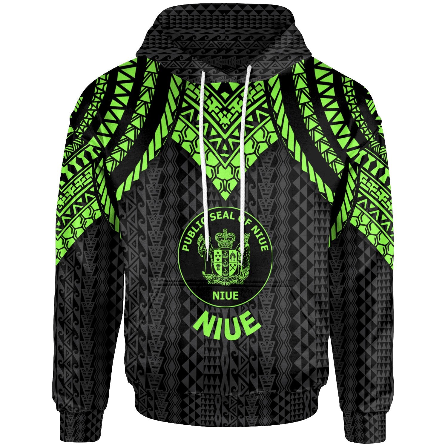 Niue Hoodie Polynesian Armor Style Green Unisex Green - Polynesian Pride