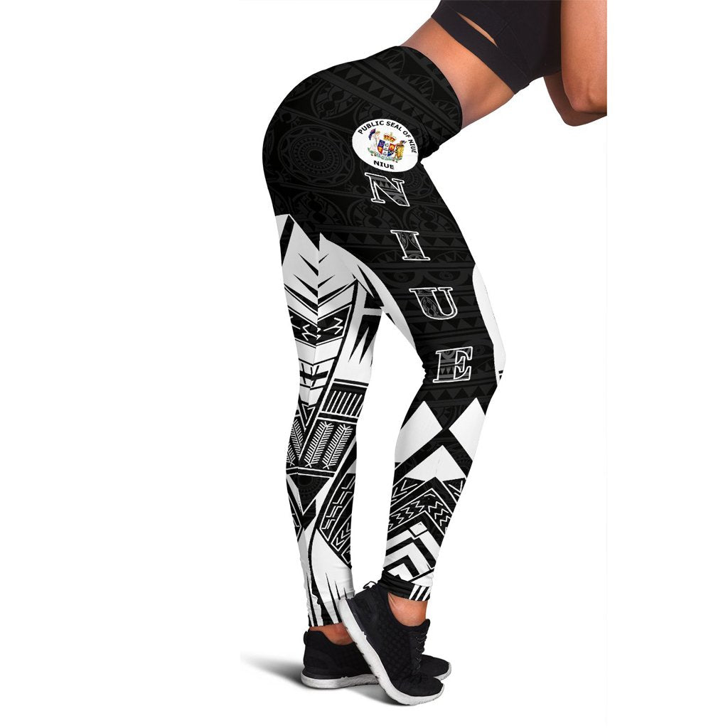 Niue Polynesian Leggings - Polynesian Tattoo Black Version Black - Polynesian Pride