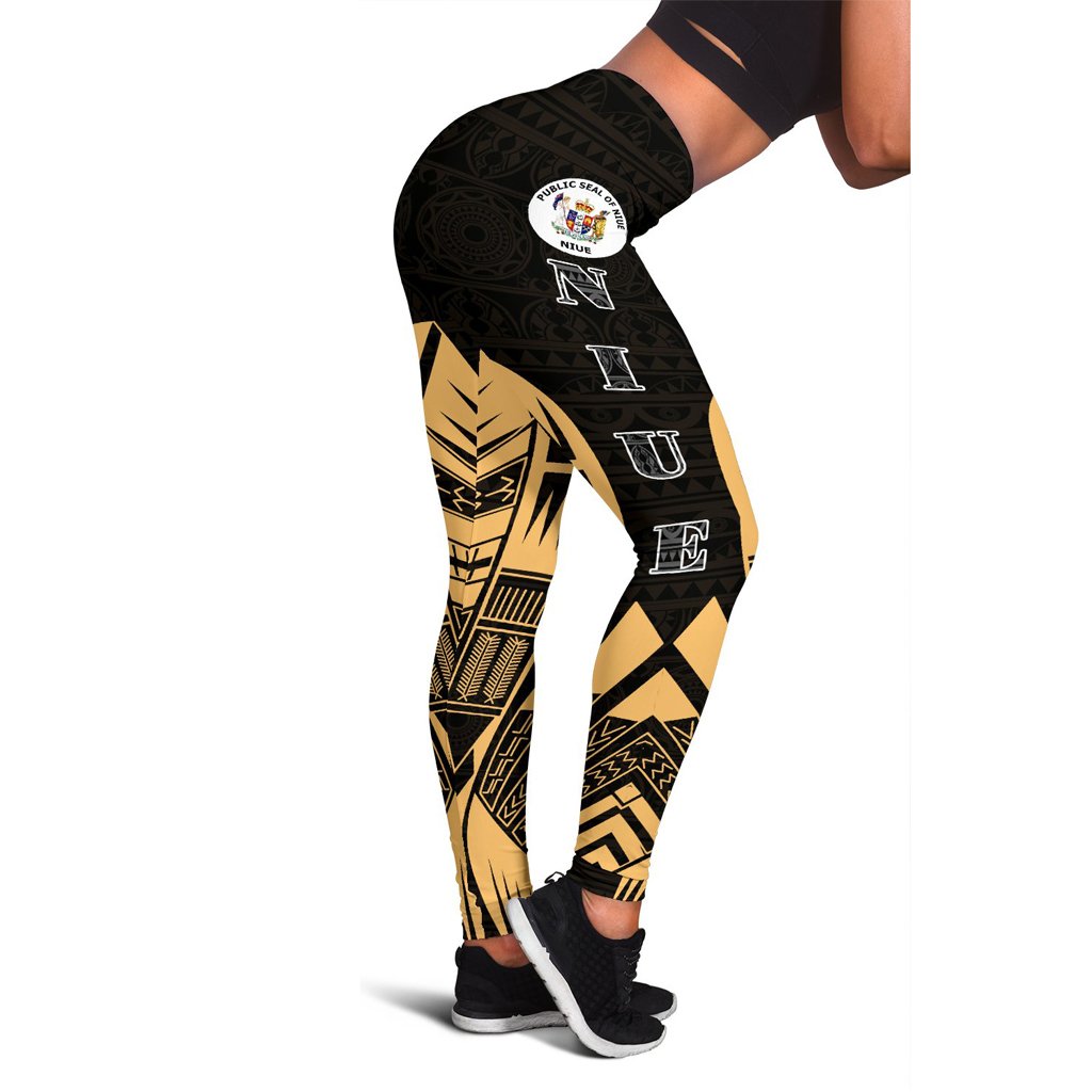 Niue Polynesian Leggings - Polynesian Tattoo Gold Version Gold - Polynesian Pride