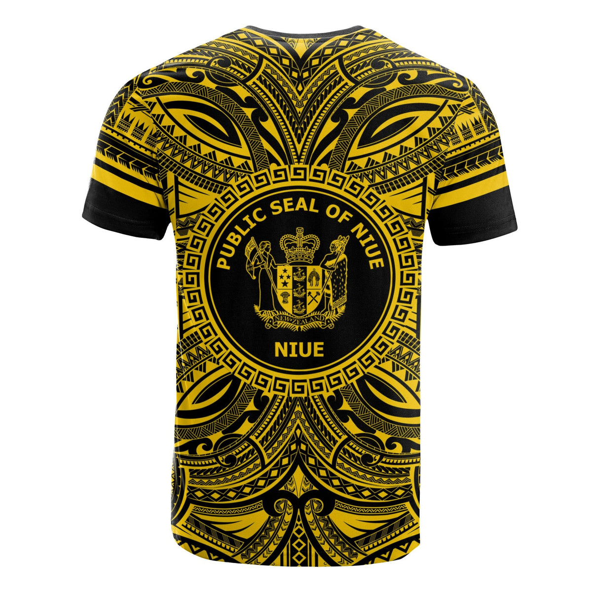 Niue All T Shirt Niue Coat Of Arms Polynesian Gold Black - Polynesian Pride