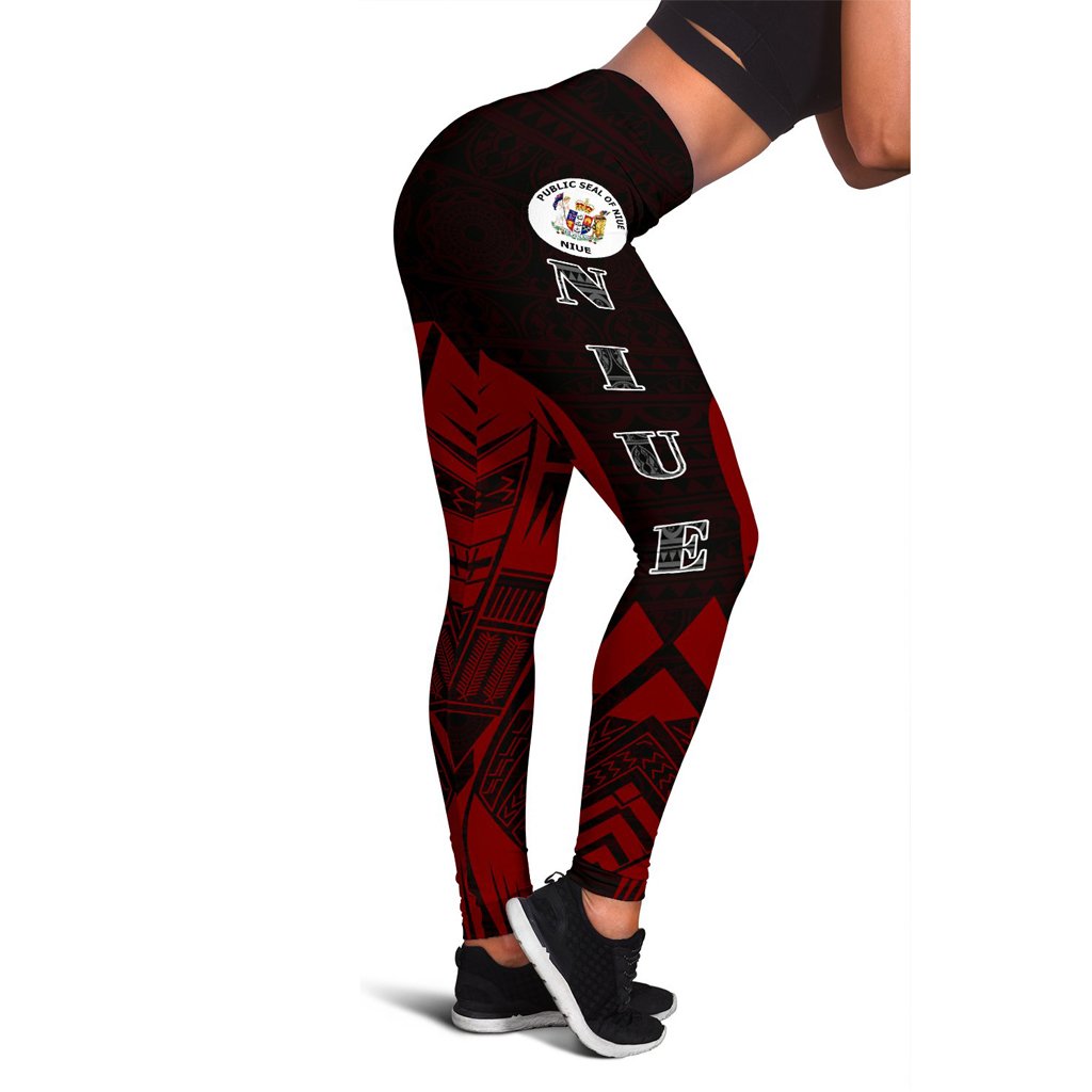 Niue Polynesian Leggings - Polynesian Tattoo Red Version Red - Polynesian Pride