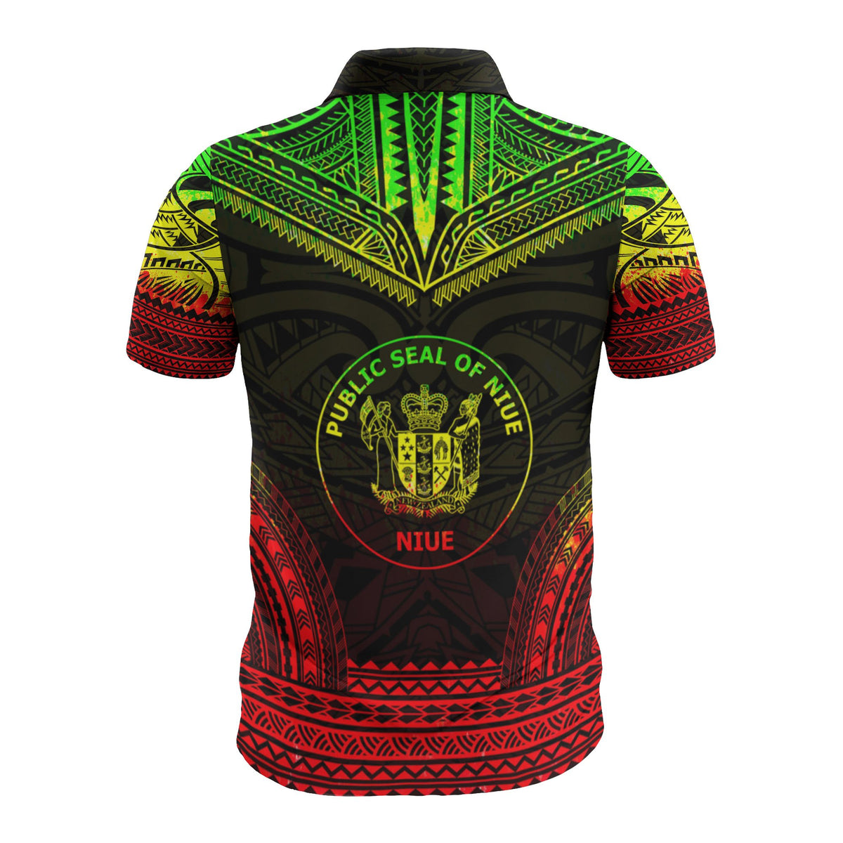 Niue Custom Polo Shirt Seal Polynesian Chief Tattoo Reggae Version - Polynesian Pride