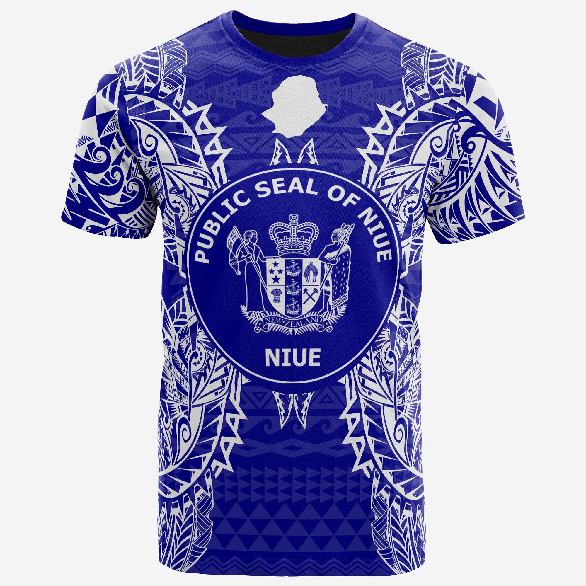 Niue All T Shirt Niue Seal Map Polynesian Tattoo Blue Unisex Blue - Polynesian Pride