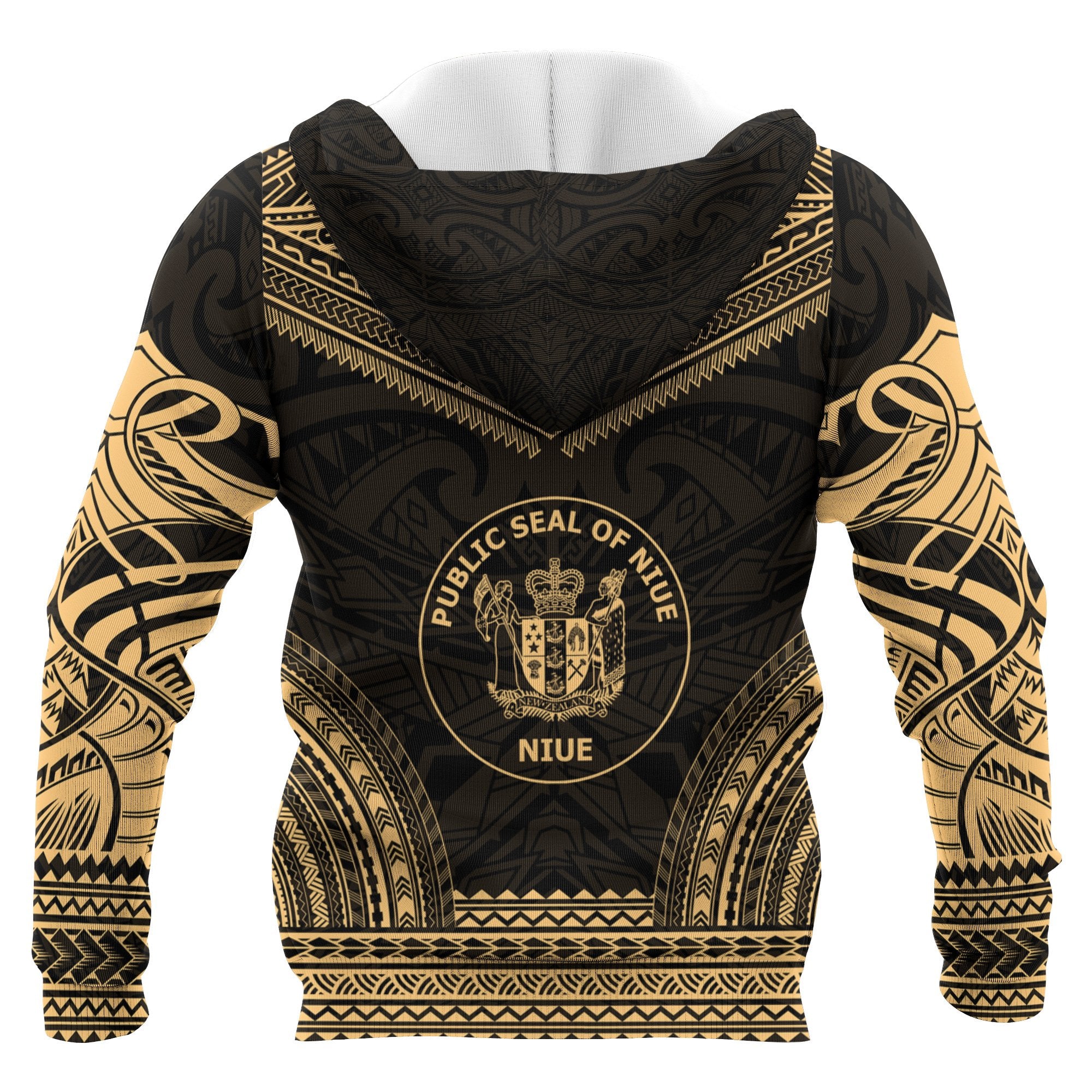 Niue Polynesian Chief Custom Zip up Hoodie Gold Version Unisex Gold - Polynesian Pride