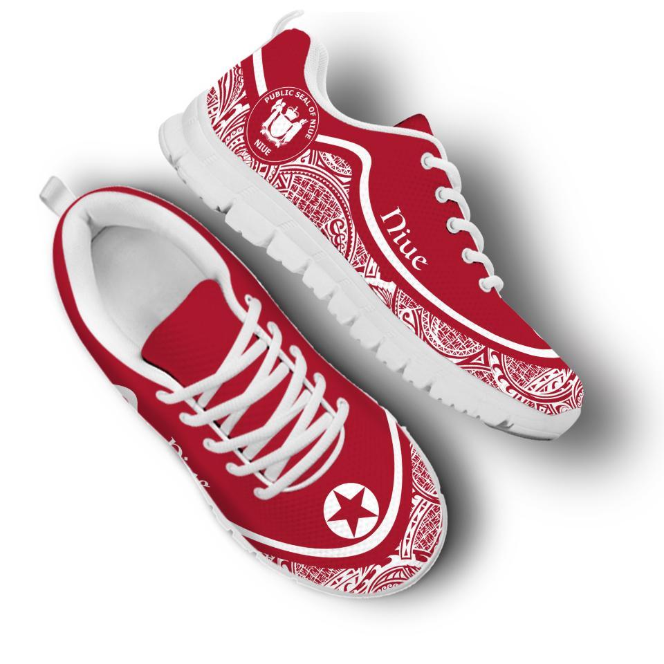 Niue Wave Sneakers - Polynesian Pattern White Red Color - Polynesian Pride