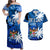 Fiji Matching Hawaiian Shirt and Dress Coat Of Arms and Masi Tapa Blue Version No2 LT9 Blue - Polynesian Pride