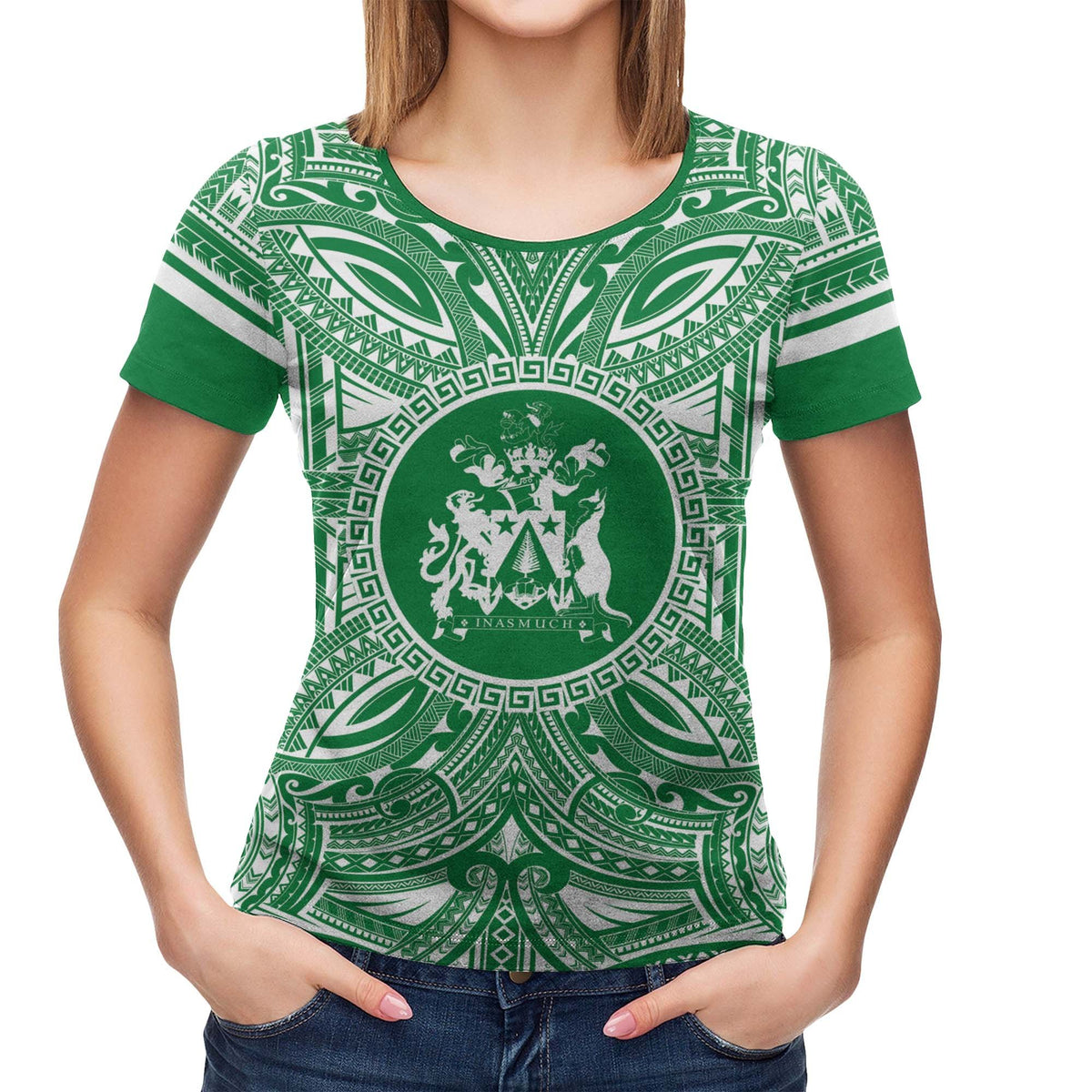 Norfolk Island All T Shirt Norfolk Island Coat Of Arms Polynesian Flag Color - Polynesian Pride