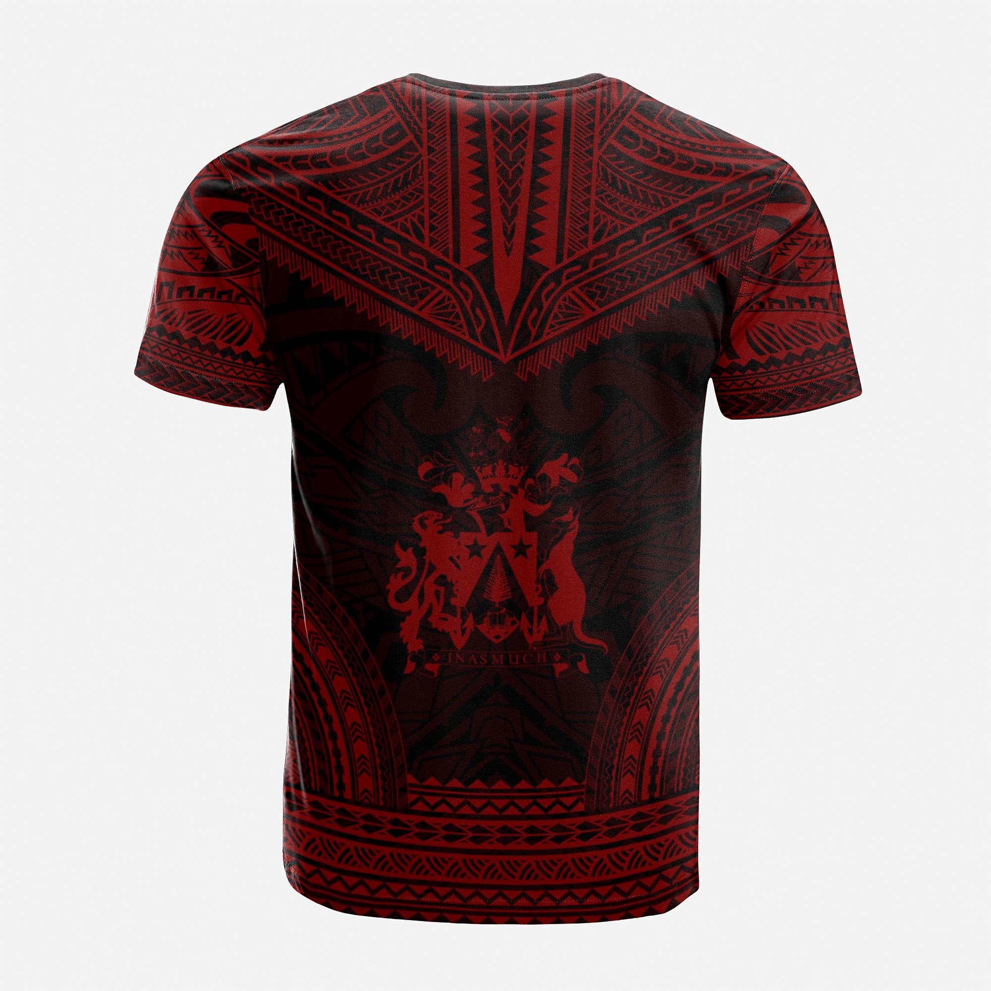 Norfolk Island Custom T Shirt Norfolk Island Coat Of Arms Polynesian Chief Tattoo Red Version Unisex Red - Polynesian Pride