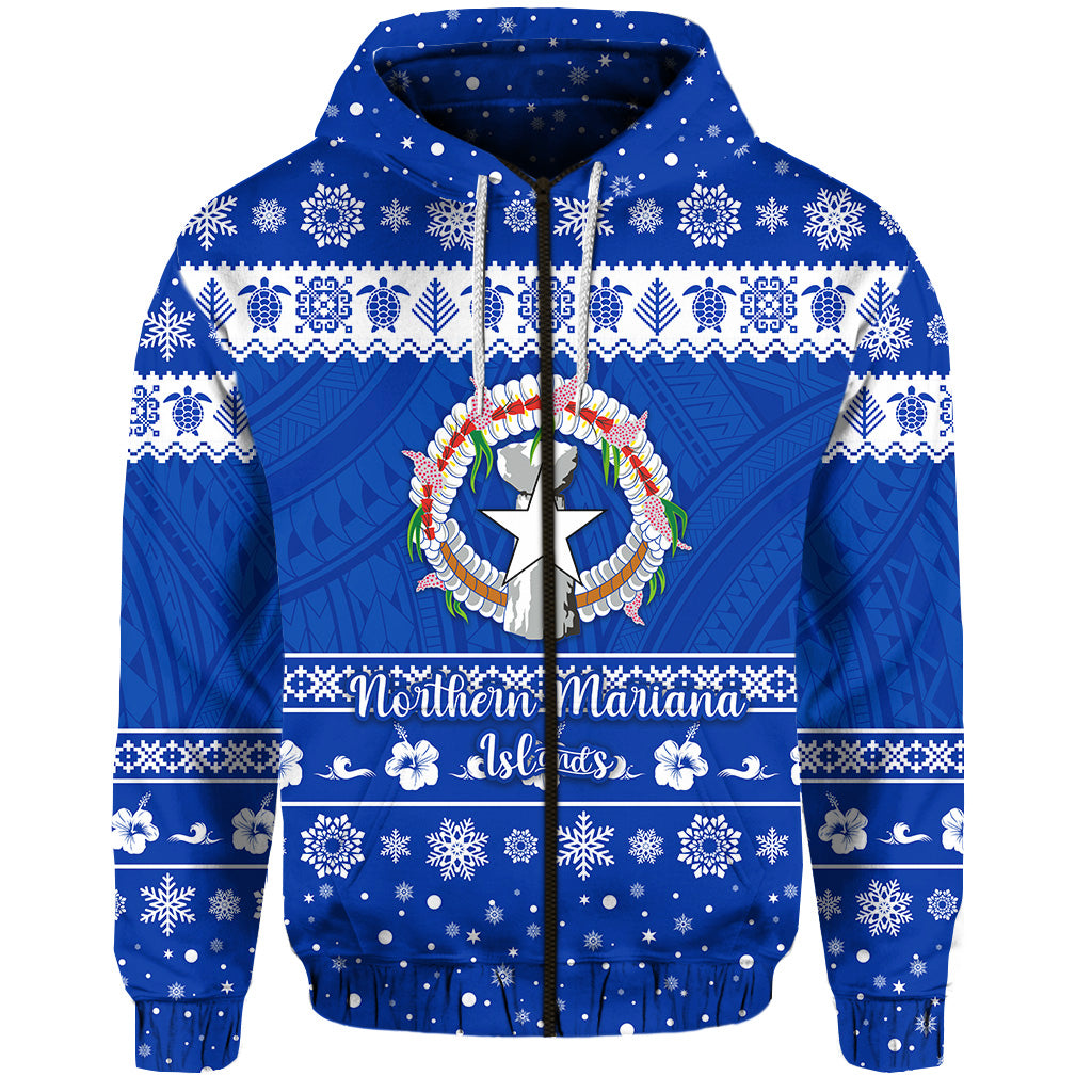 Custom Northern Mariana Islands Christmas Zip Hoodie Simple Style LT8 - Polynesian Pride