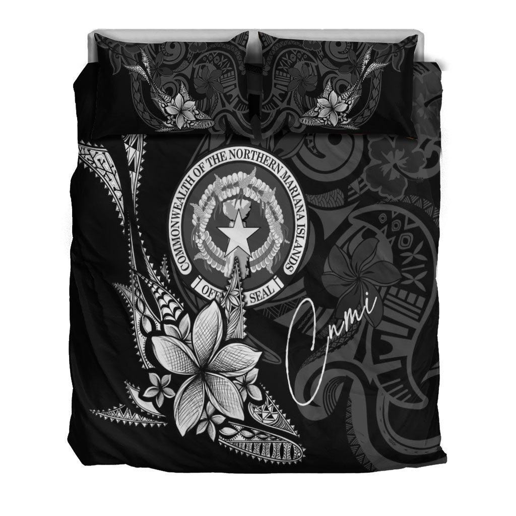Northern Mariana Islands Bedding Set - Fish With Plumeria Flowers Style - Polynesian Pride
