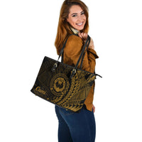 Northern Mariana Islands Leather Tote - Wings Style - Polynesian Pride