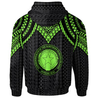 Northern Mariana Islands Custom Zip up Hoodie Polynesian Armor Style Green - Polynesian Pride