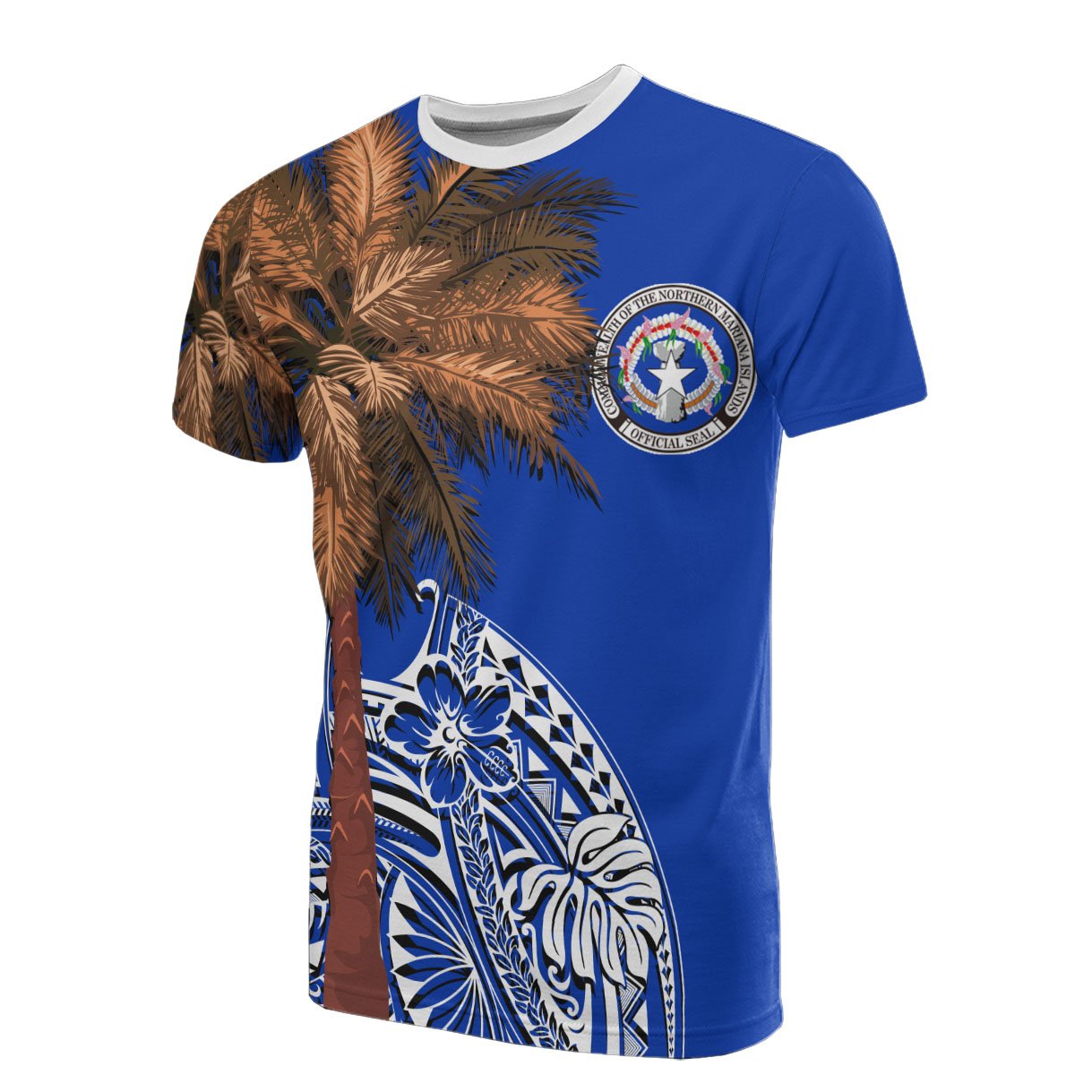 Northern Mariana Islands All T Shirt Polynesian Palm Tree Flag Unisex Blue - Polynesian Pride