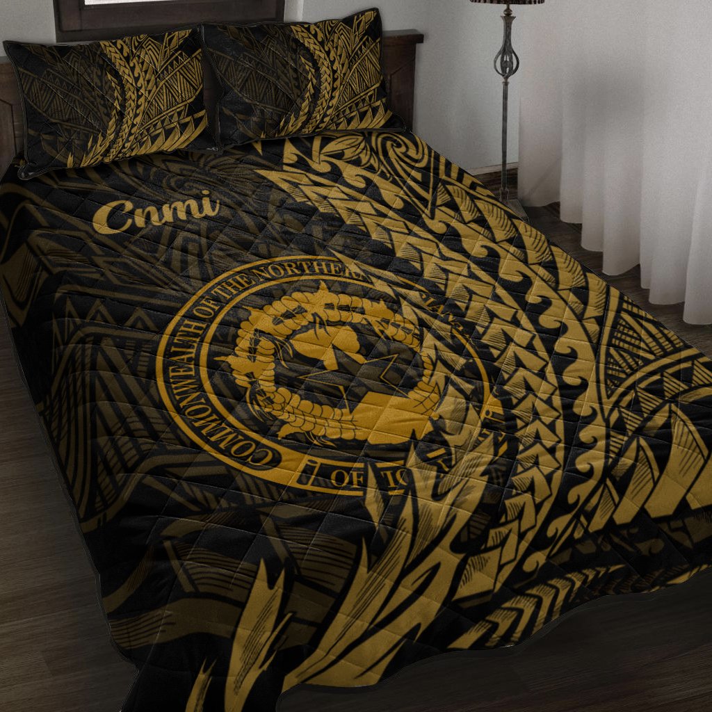 Northern Mariana Islands Quilt Bed Set - Wings Style Black - Polynesian Pride