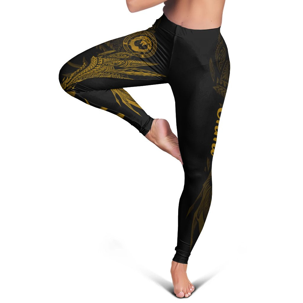 Northern Mariana Islands Leggings - Wings Style Black - Polynesian Pride