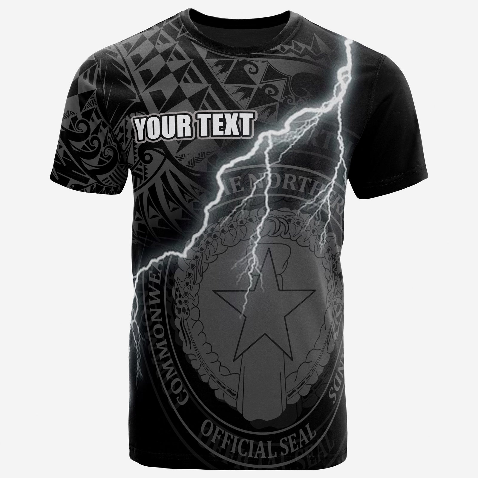 Northern Mariana Islands Custom T Shirt Northern Mariana Islands Seal Lighting Thunder Unisex Black - Polynesian Pride