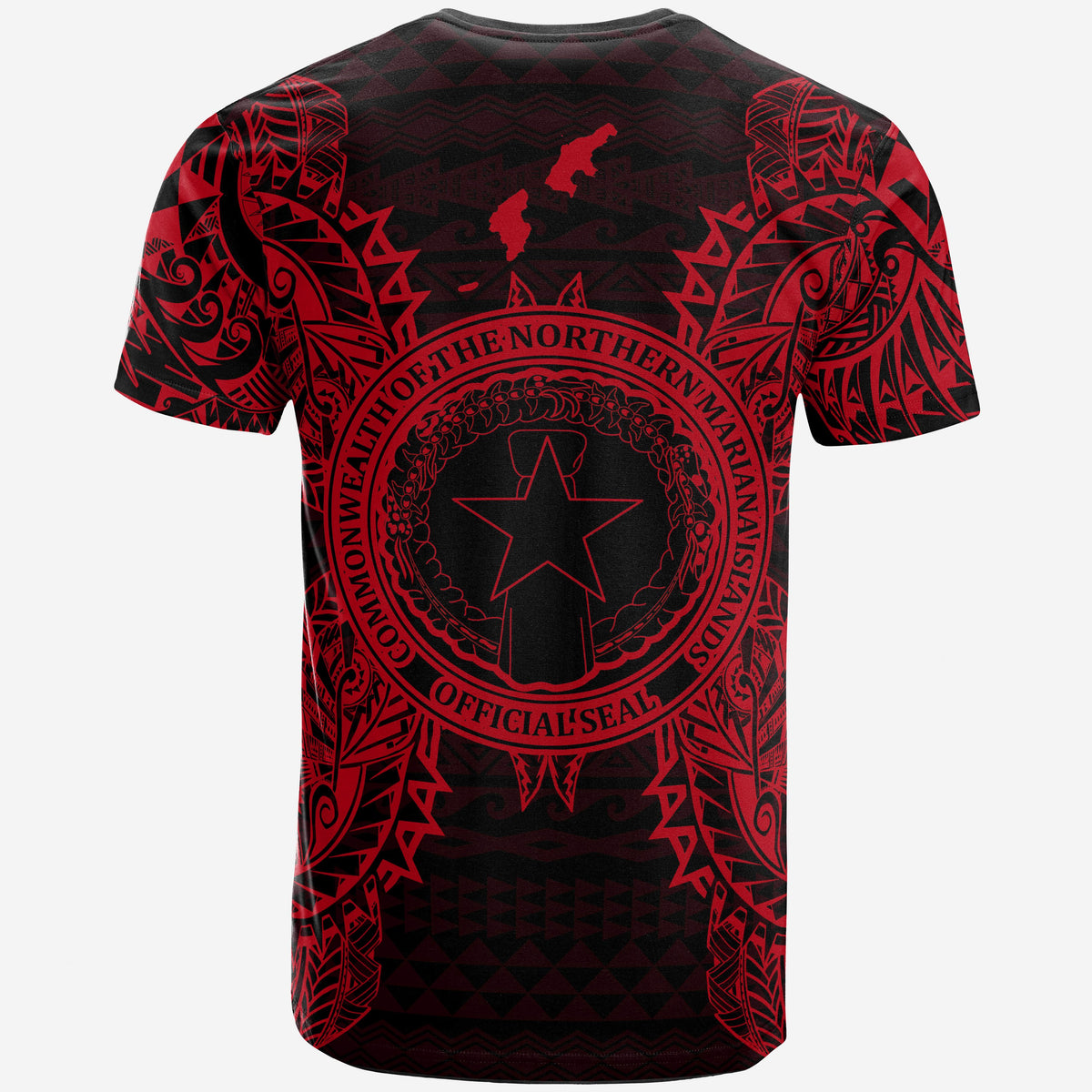Northern Mariana Islands All T Shirt Northern Mariana Islands Seal Map Polynesian Tattoo Red - Polynesian Pride