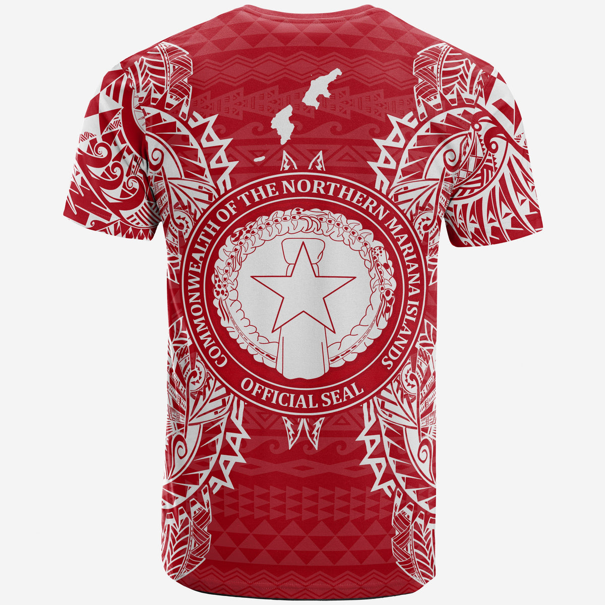 Northern Mariana Islands All T Shirt Northern Mariana Islands Seal Map Polynesian Tattoo Red White - Polynesian Pride