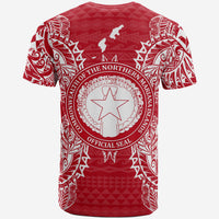 Northern Mariana Islands All T Shirt Northern Mariana Islands Seal Map Polynesian Tattoo Red White - Polynesian Pride