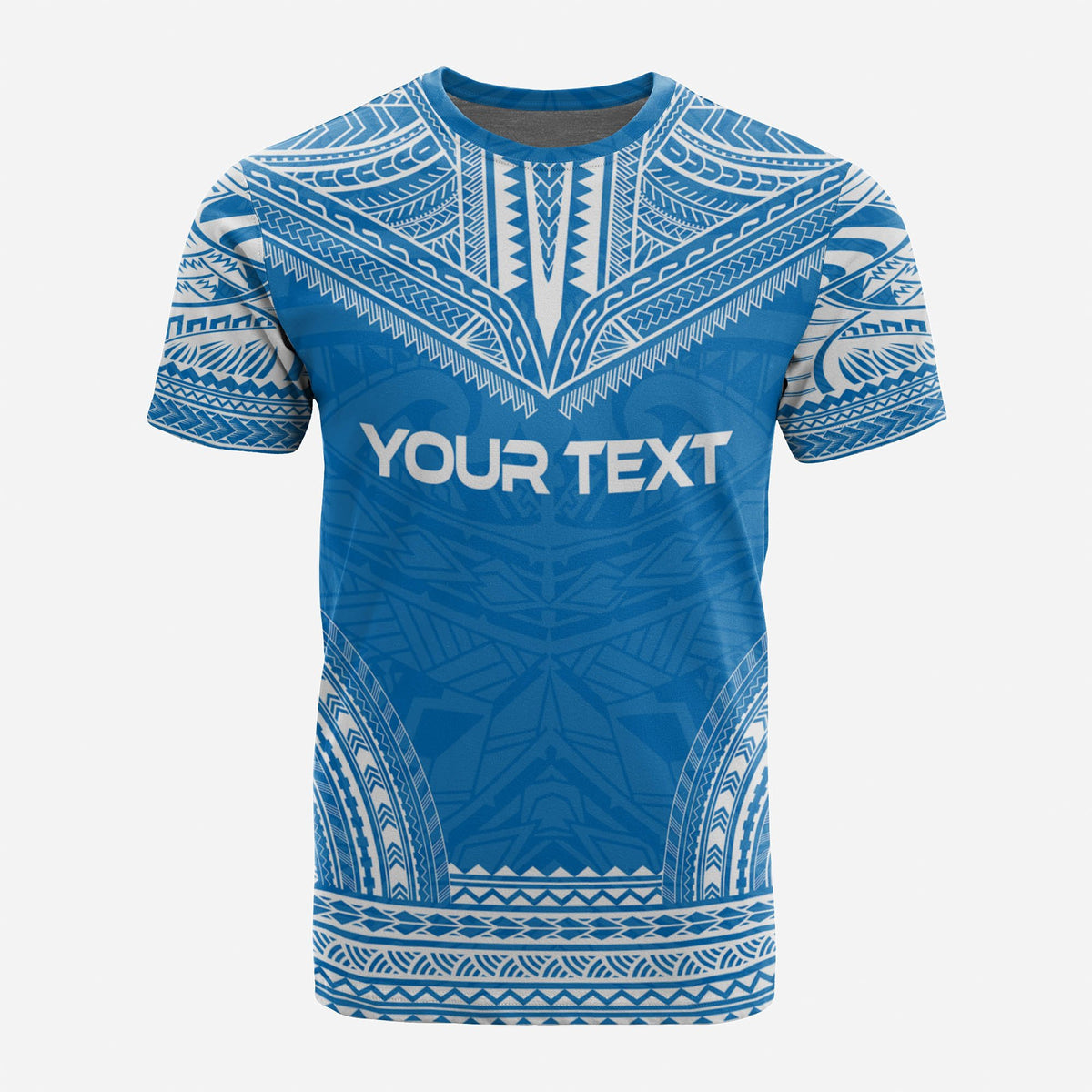 Northern Mariana Island Custom T Shirt Northern Mariana Island Seal Polynesian Chief Tattoo Blue Version - Polynesian Pride