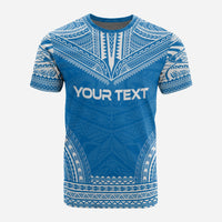 Northern Mariana Island Custom T Shirt Northern Mariana Island Seal Polynesian Chief Tattoo Blue Version - Polynesian Pride