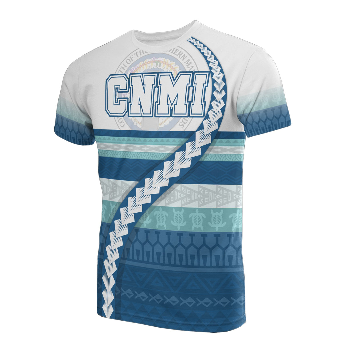 Northern Mariana Islands T Shirt CNMI Seal Tribal Line Unisex Blue - Polynesian Pride