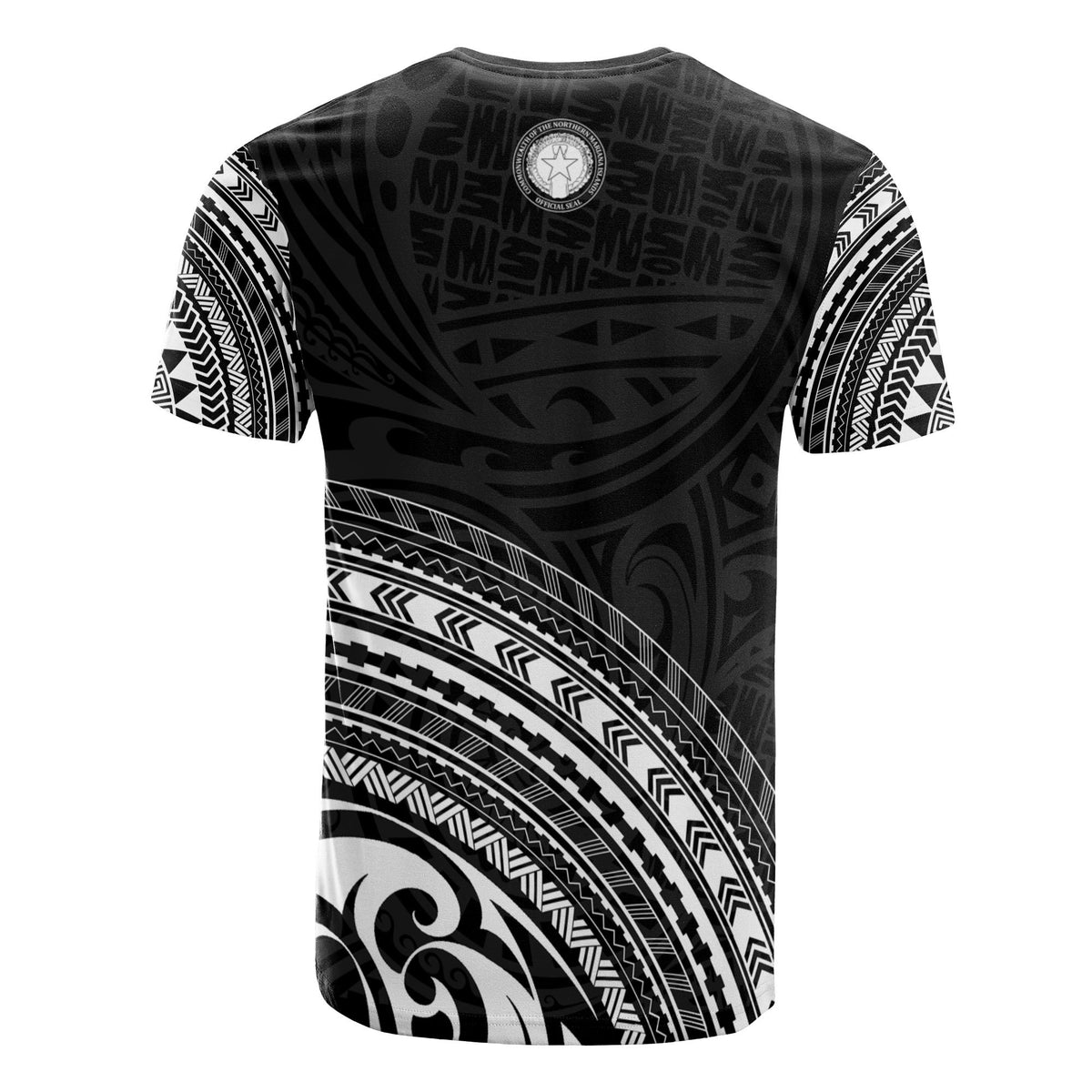 Northern Mariana Islands All Over T Shirt Northern Mariana Islands Flag Polynesian Tribal Black Version - Polynesian Pride