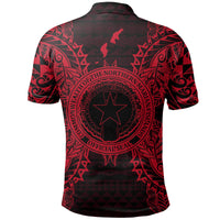Northern Mariana Islands Polo Shirt Seal Map Polynesian Tattoo Red - Polynesian Pride