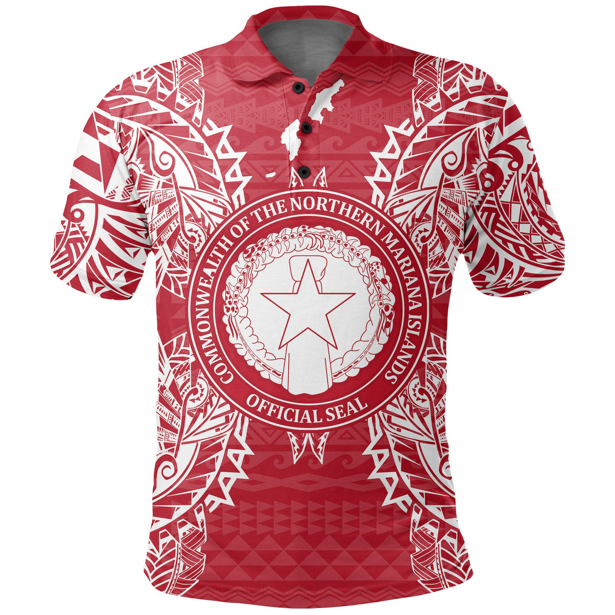 Northern Mariana Islands Polo Shirt Seal Map Polynesian Tattoo Red White Unisex Red - Polynesian Pride