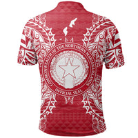 Northern Mariana Islands Polo Shirt Seal Map Polynesian Tattoo Red White - Polynesian Pride